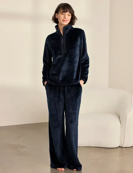 Chelsea Peers Fleece Zip Through Lounge Set Navy
