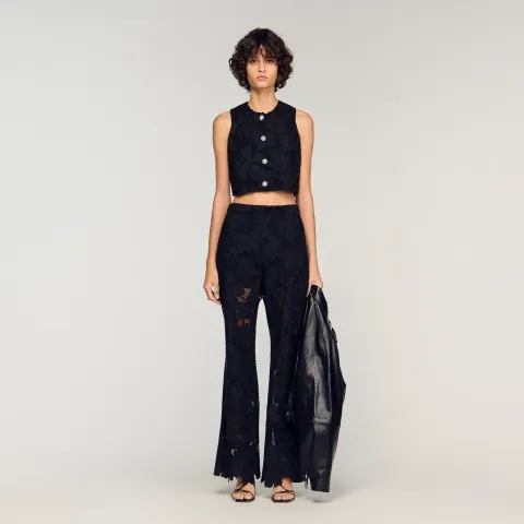 Guipure lace trousers