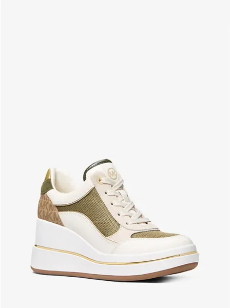 Emmy Leather Calf Hair Wedge Trainer