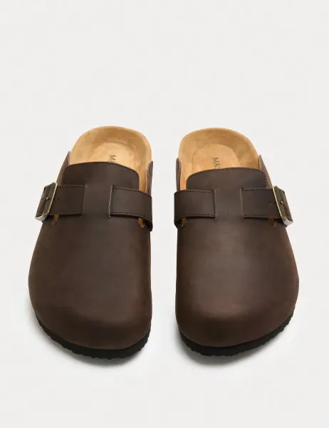 Marks & Spencer Leather Slip-On Mules Chocolate