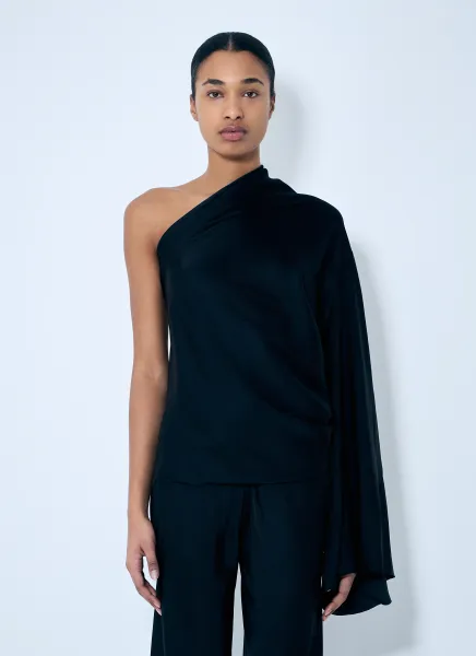 Satin One-Sleeve Top