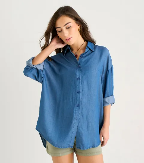 Women's Blue Chambray Oversized Shirt