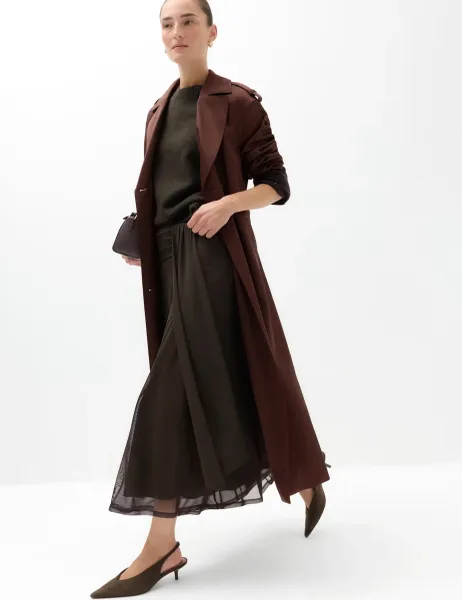 Marks & Spencer Mesh Midi A Line Skirt Brown