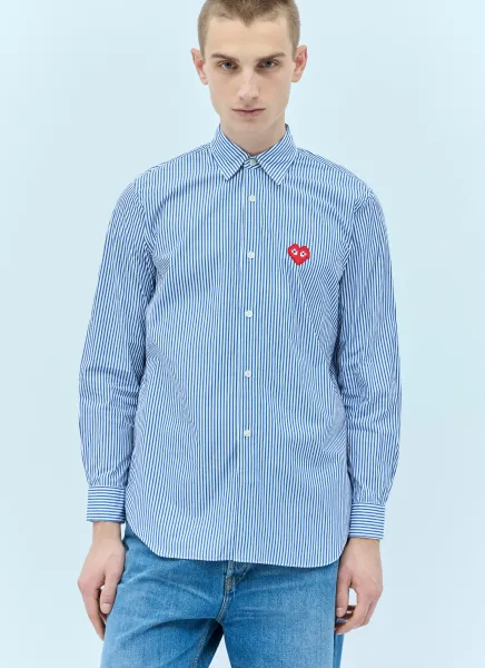Logo Patch Striped Shirt