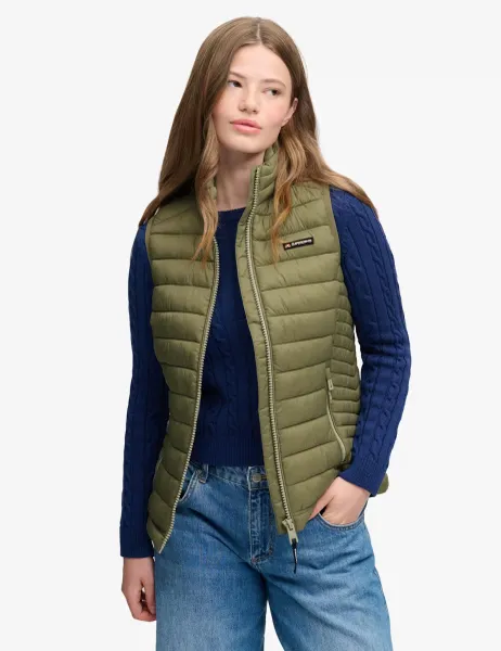 Superdry & Co Padded High Neck Gilet Green