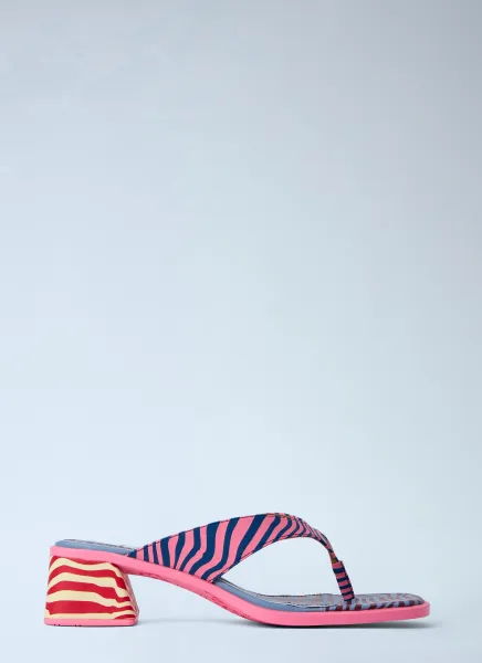 Striped Block Heel Sandals