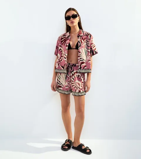 Women's Pink Shell Print Shirt