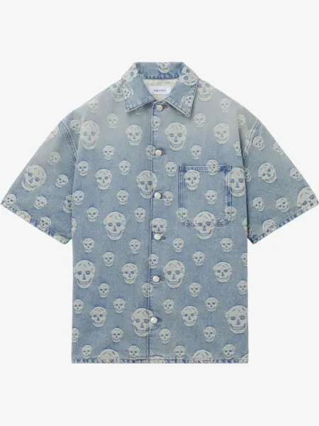 Skull Jacquard Denim Shirt