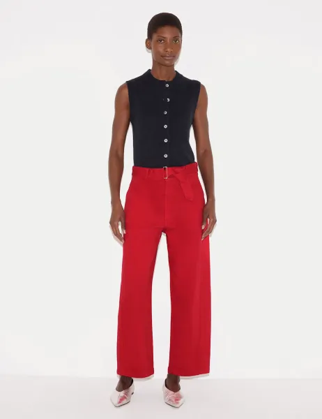 Jigsaw High Waisted Belted Barrel Jeans Cherry Red