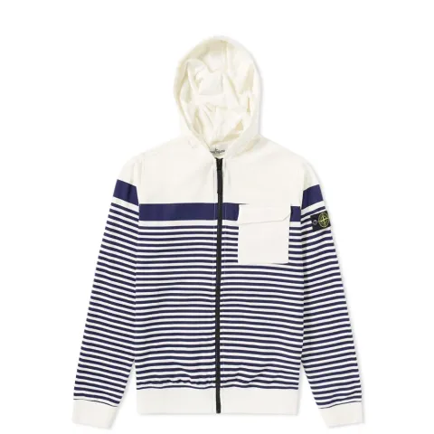 Stripe Printed Fleece Zip Hoody