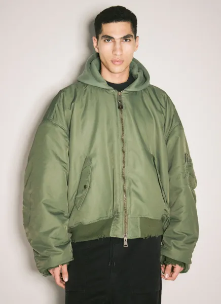Dyed Hooded Bomber Jacket