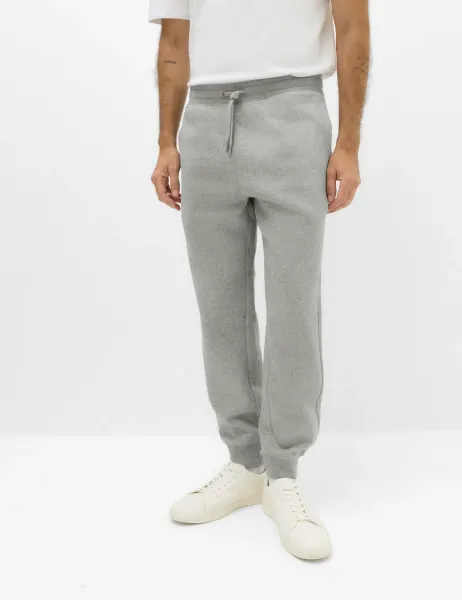 Marks & Spencer Cotton Rich Brushback Cuffed Joggers Grey Marl