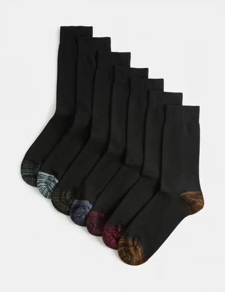Marks & Spencer 7 Pack Cool & Fresh Cotton Rich Socks Black Mix
