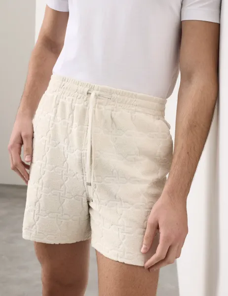 Autograph Cotton Rich Jacquard Towelling Shorts Light Natural