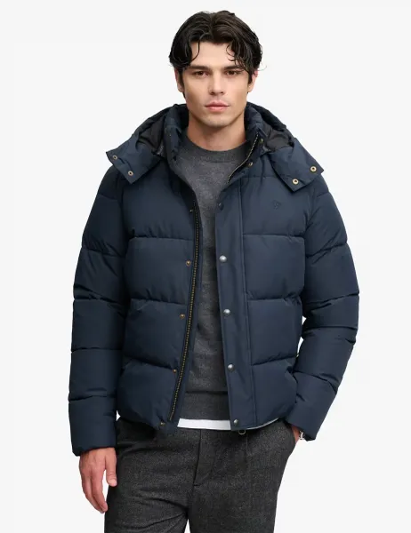 Superdry & Co Quilted Padded Hooded Puffer Jacket Navy