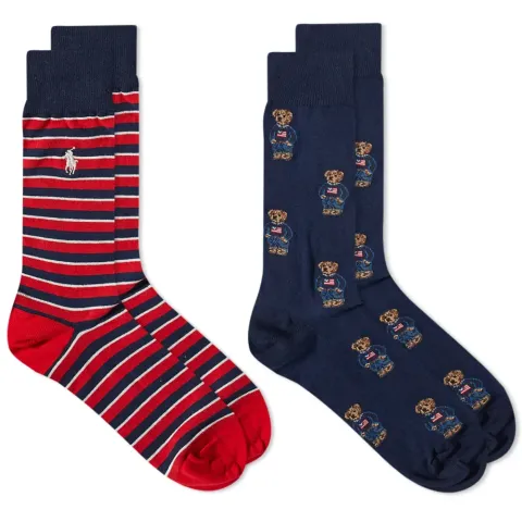 All Over Bear Print Sock - 2 Pack