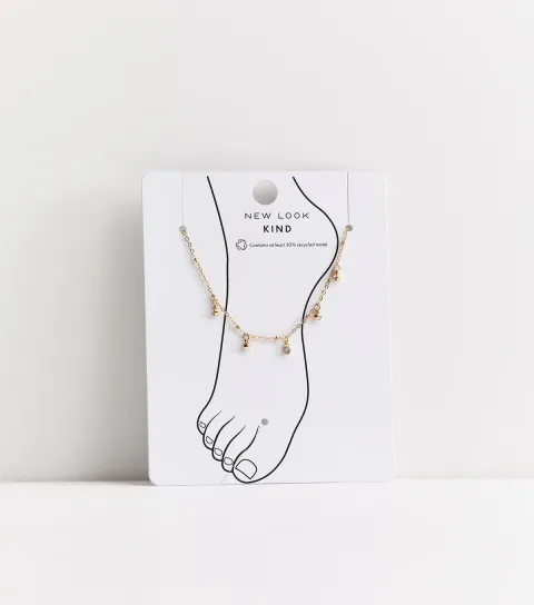 Gold Tone Diamanté Charm Anklet