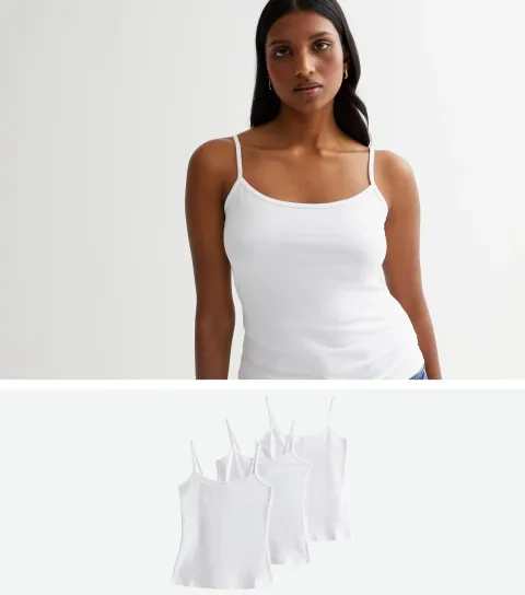 Women's 3 Pack White Jersey Scoop Neck Camis