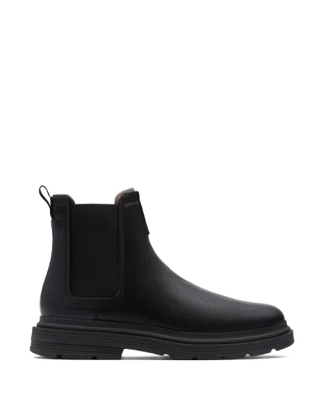 Clarks Leather Pull-On Chelsea Boots Black