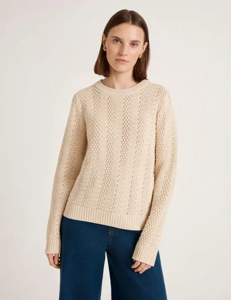 Finery London Pure Cotton Textured Crew Neck Jumper