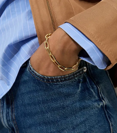 18ct Gold Plated Rectangle Chain Link Bracelet