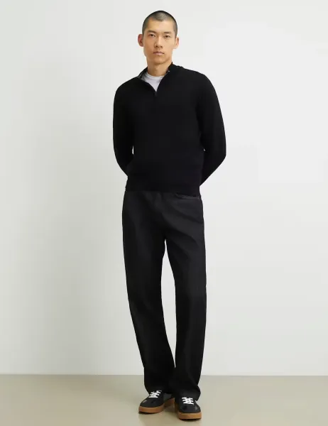 River Island Half Zip Jumper Black