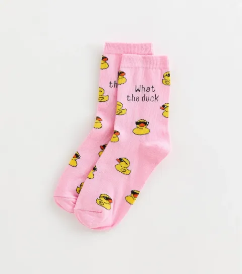 Pink Cotton Rich What The Duck Ankle Socks