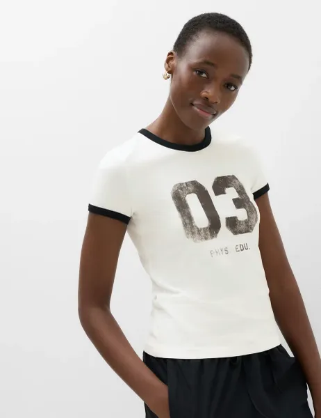 Marks & Spencer Cotton Rich Graphic T-Shirt Ivory Mix