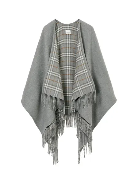 Check Wool Reversible Cape Grey