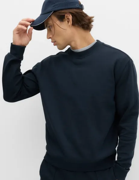 Marks & Spencer Ultimate Cotton Rich Crew Neck Sweatshirt Navy