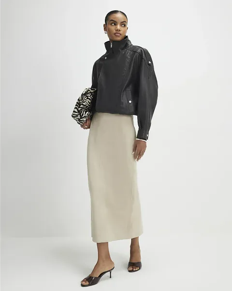 River Island Suede Seam Detail Maxi Skirt