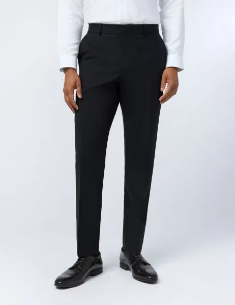 Ted Baker Slim Fit Wool Rich Flat Front Performance Trousers Black
