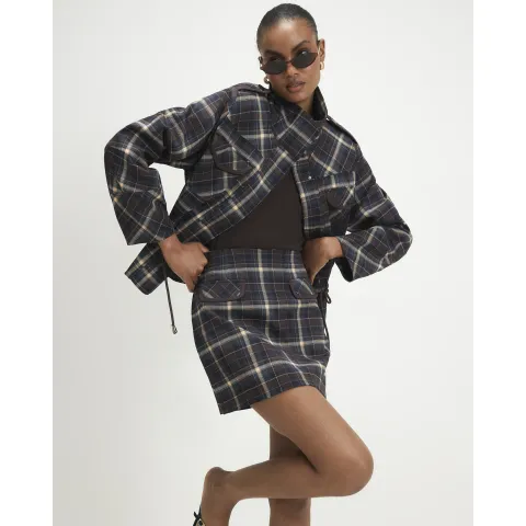 River Island Check A-Line Mini Skirt