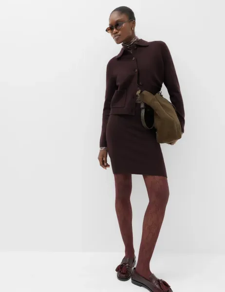 Marks & Spencer Air Yarn Knitted Mini Skirt Dark Aubergine