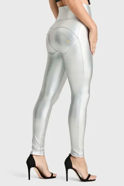 Freddy WRUP Faux Leather - Super High Waisted - Full Length - Silver