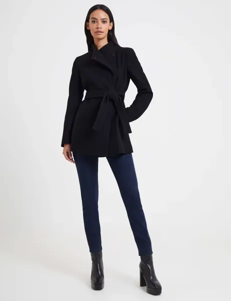 French Connection Wool Blend Belted Wrap Coat