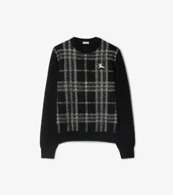 Check Wool Sweater in Black/white