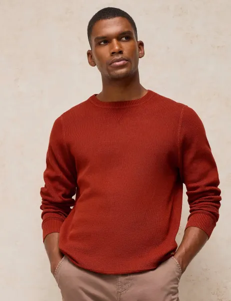 White Stuff Pure Cotton Crew Neck Jumper Dark Orange