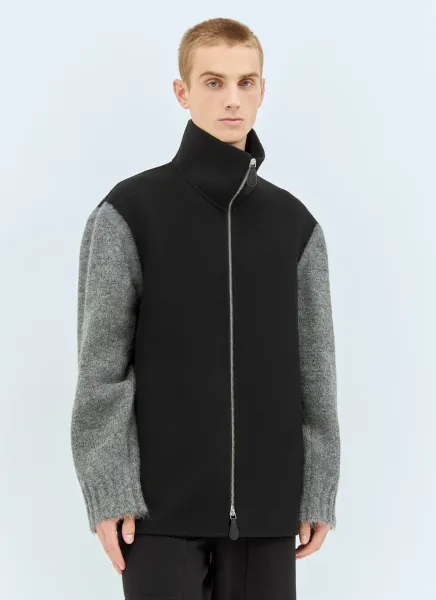 Knit-Sleeves Wool Jacket