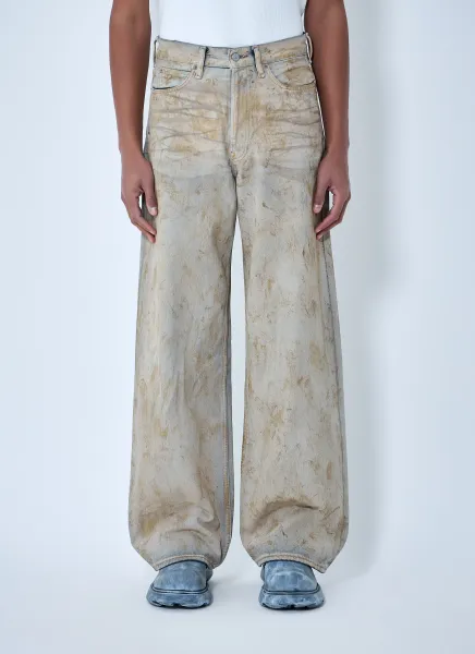 Wide-Leg Distressed Pants