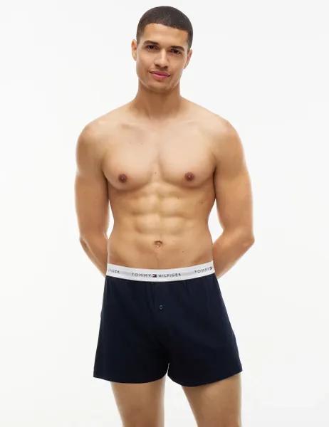 Tommy Hilfiger 2 Pack Signature Essential Jersey Boxers Burgundy Mix