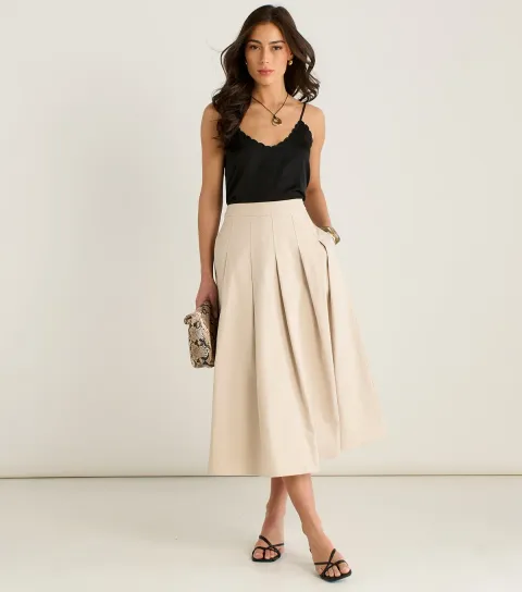 Women's Stone Cotton Full Midi Skirt