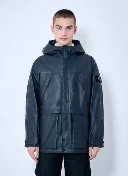 Leather Organza Hooded Jacket