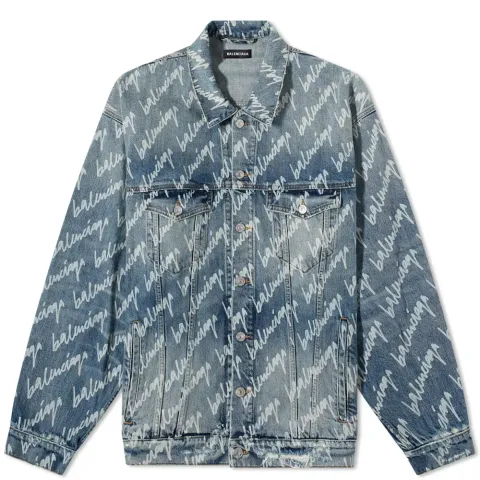 Script Logo Oversized Denim Jacket