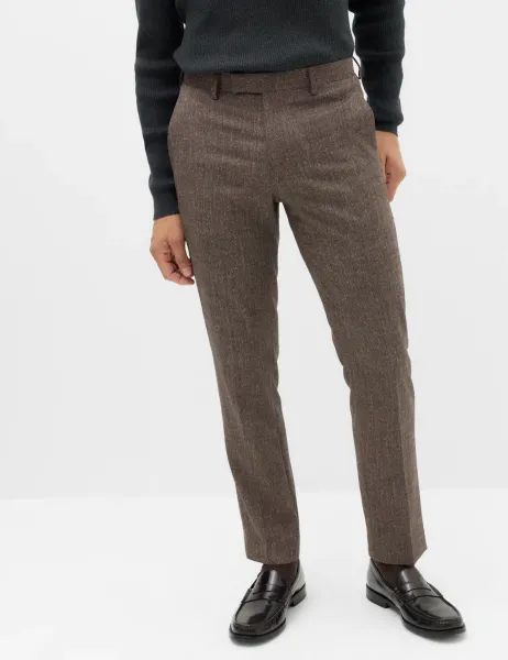 Marks & Spencer Tailored Fit Textured Suit Trouser Brown