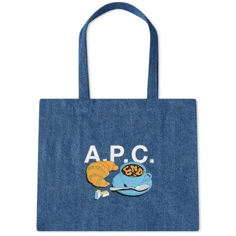 END. x A.P.C. 'Coffee Club' Lou Denim Tote Bag