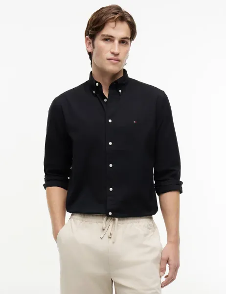 Tommy Hilfiger Flex Regular Fit Pure Cotton Oxford Shirt Black