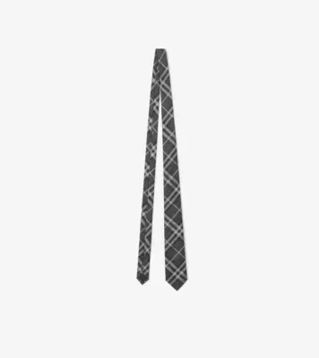 Check Silk Tie in Charcoal grey