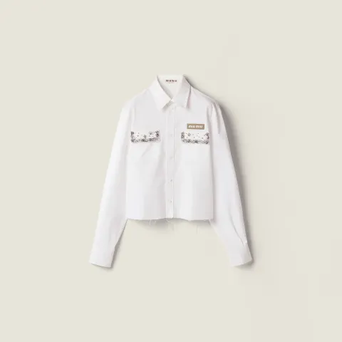 Embroidered poplin and chino shirt