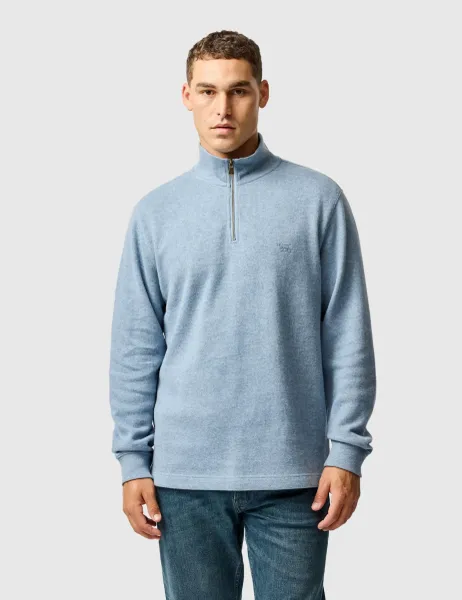 Rodd & Gunn Alton Ave Pure Cotton Half Zip Sweatshirt Light Blue